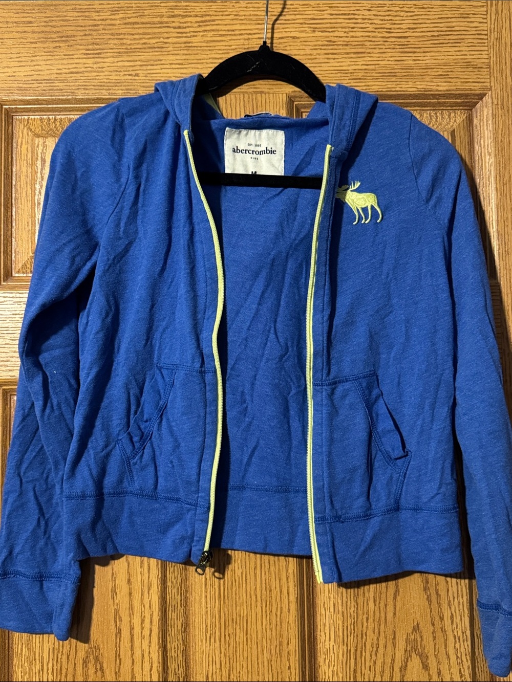 Abercrombie & Fitch Royal Blue Hooded Zip Jacket with green Trim